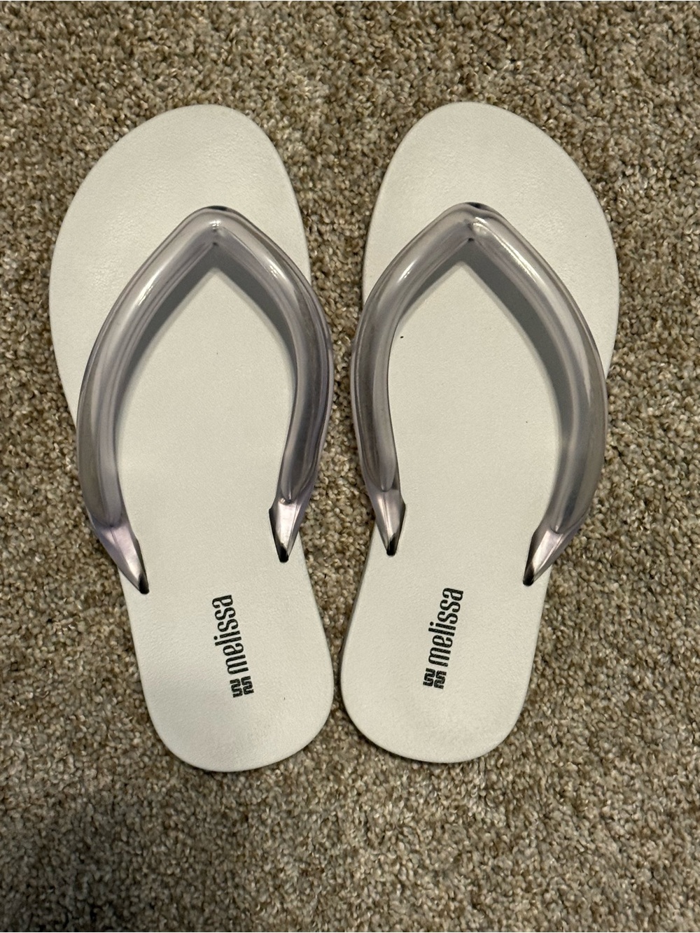 Melissa White Flip Flops with Clear Jelly Straps